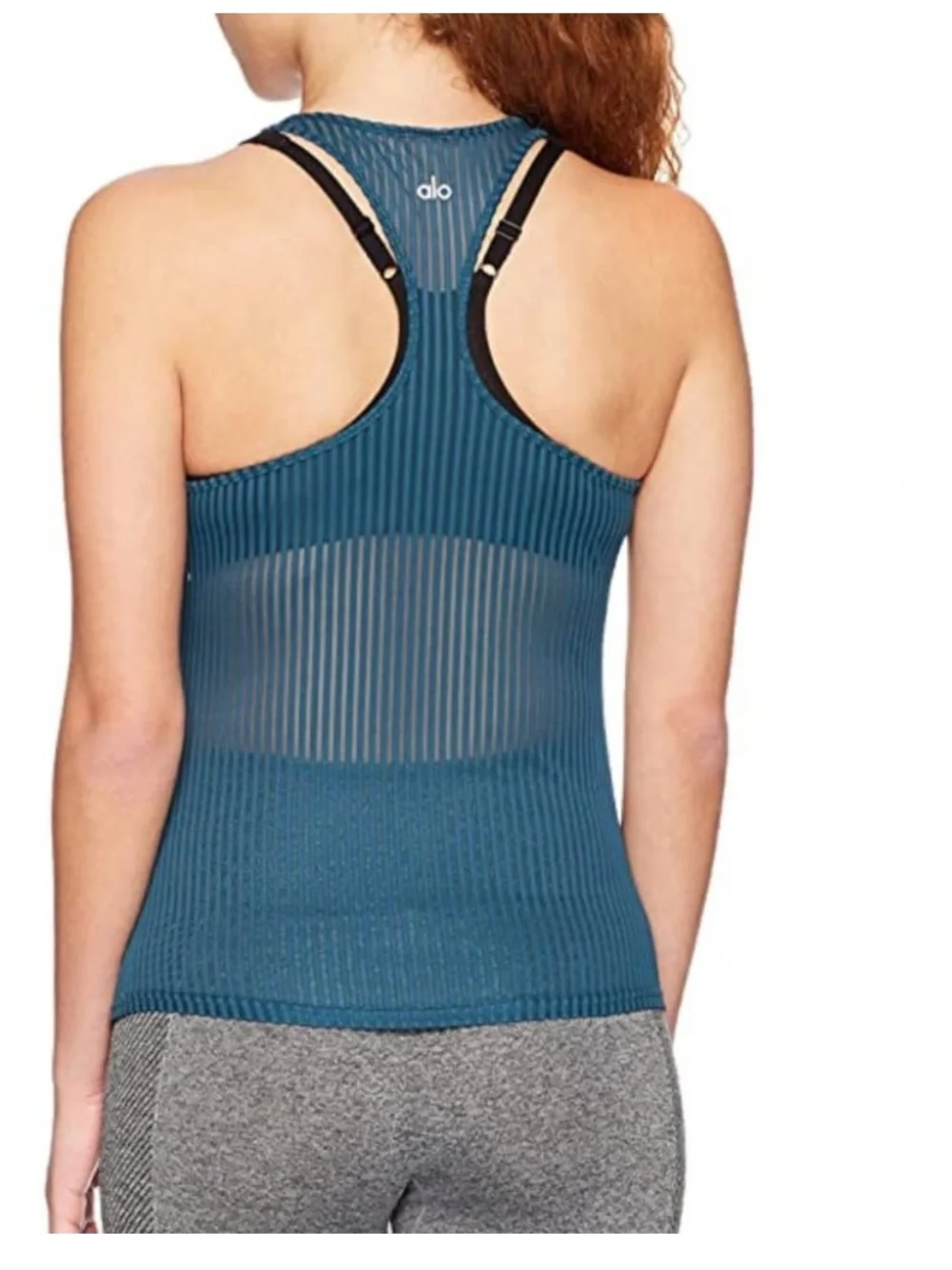 Alo Yoga Essence Teal Ribbed Racerback Tank Size Small